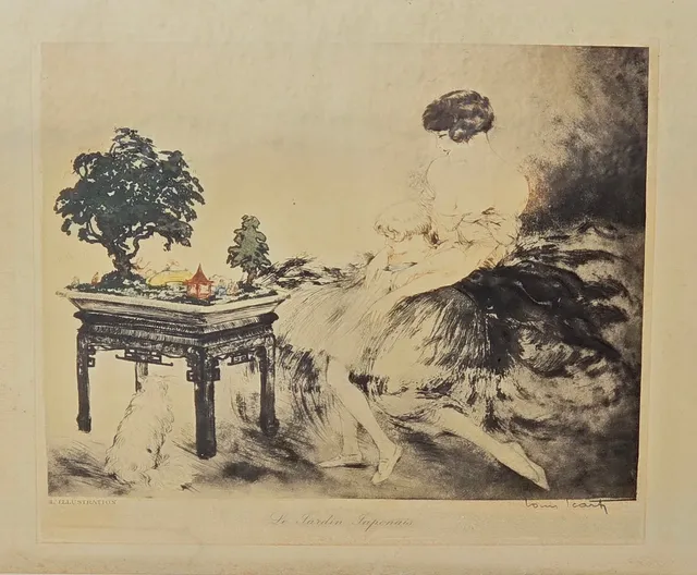 LOUIS ICART. LE JARDIN JAPONAIS. FIRMADO A LÁPIZ.