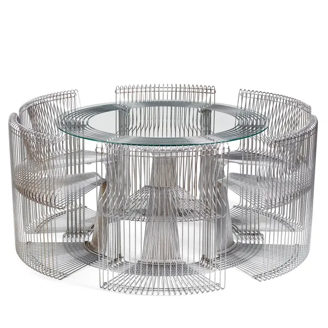 Verner Panton, "Pantonova", matbord och 6 stolar, modell "102 S-G", Fritz Hansen, Danmark 1970-tal.