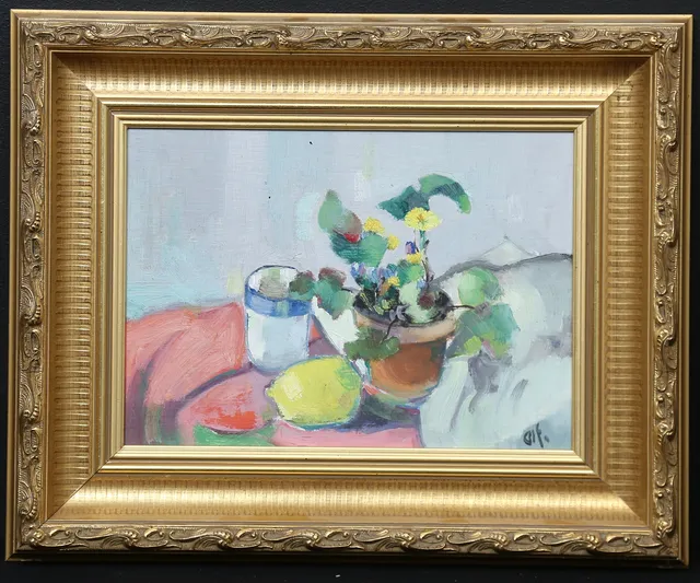 ALF GUSTAVSSON. olja på pannå, signerad.