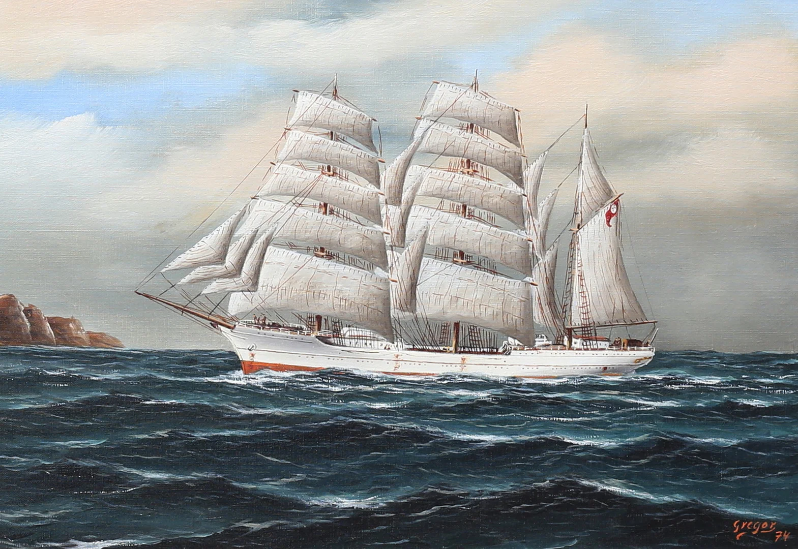 GREGOR HELLBERG. "Horst Wessel, Tyskland". Olja på duk, signerad och daterad 74. — Paintings — Auktionshuset Thelin & Johansson