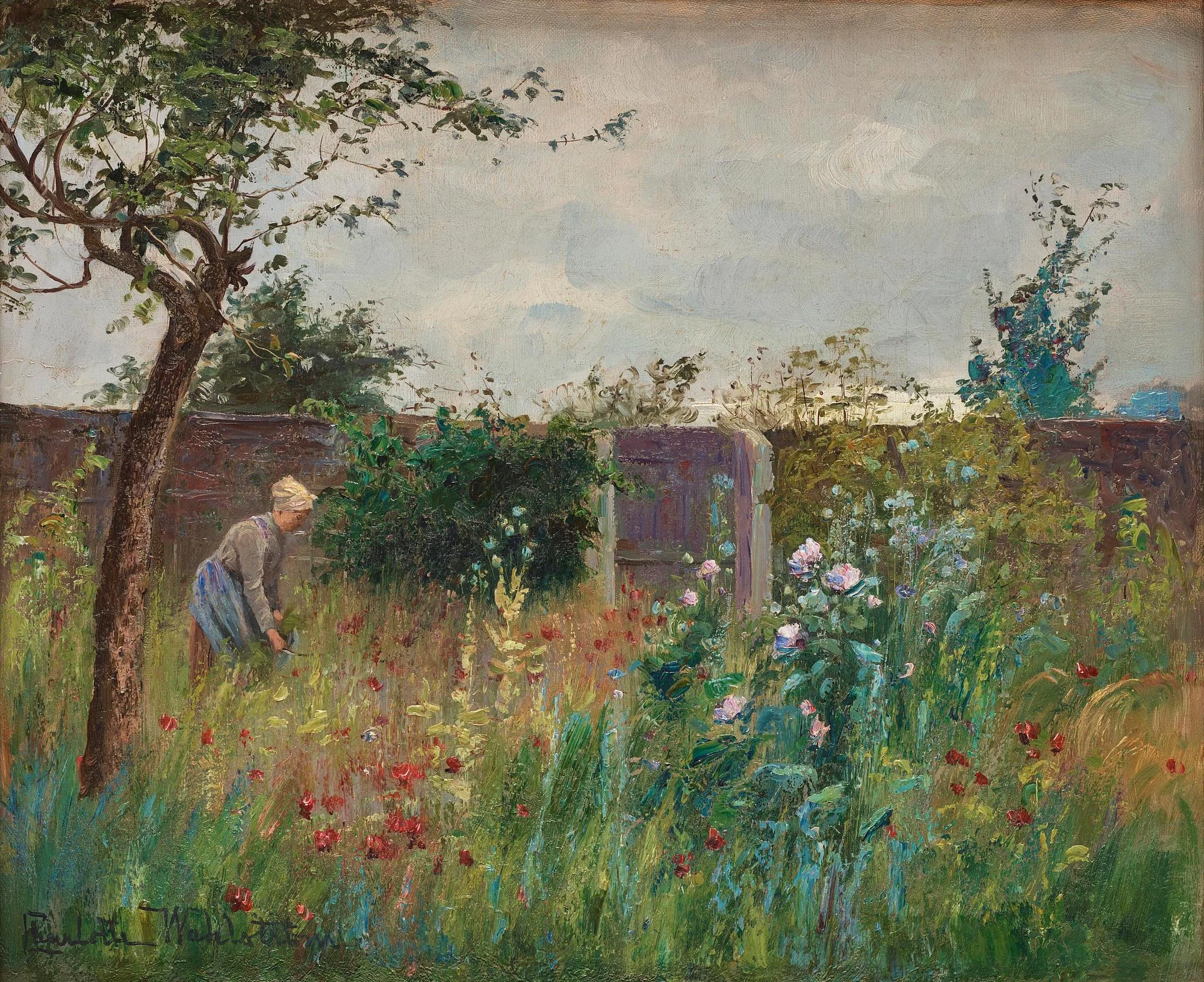 Charlotte Wahlström, ”Kvinna i blommande trädgård”. — Bukowskis