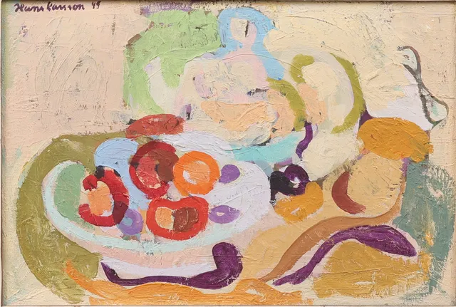 HANS LARSSON. "Nature morte", olja på duk, signerad och daterad -45.