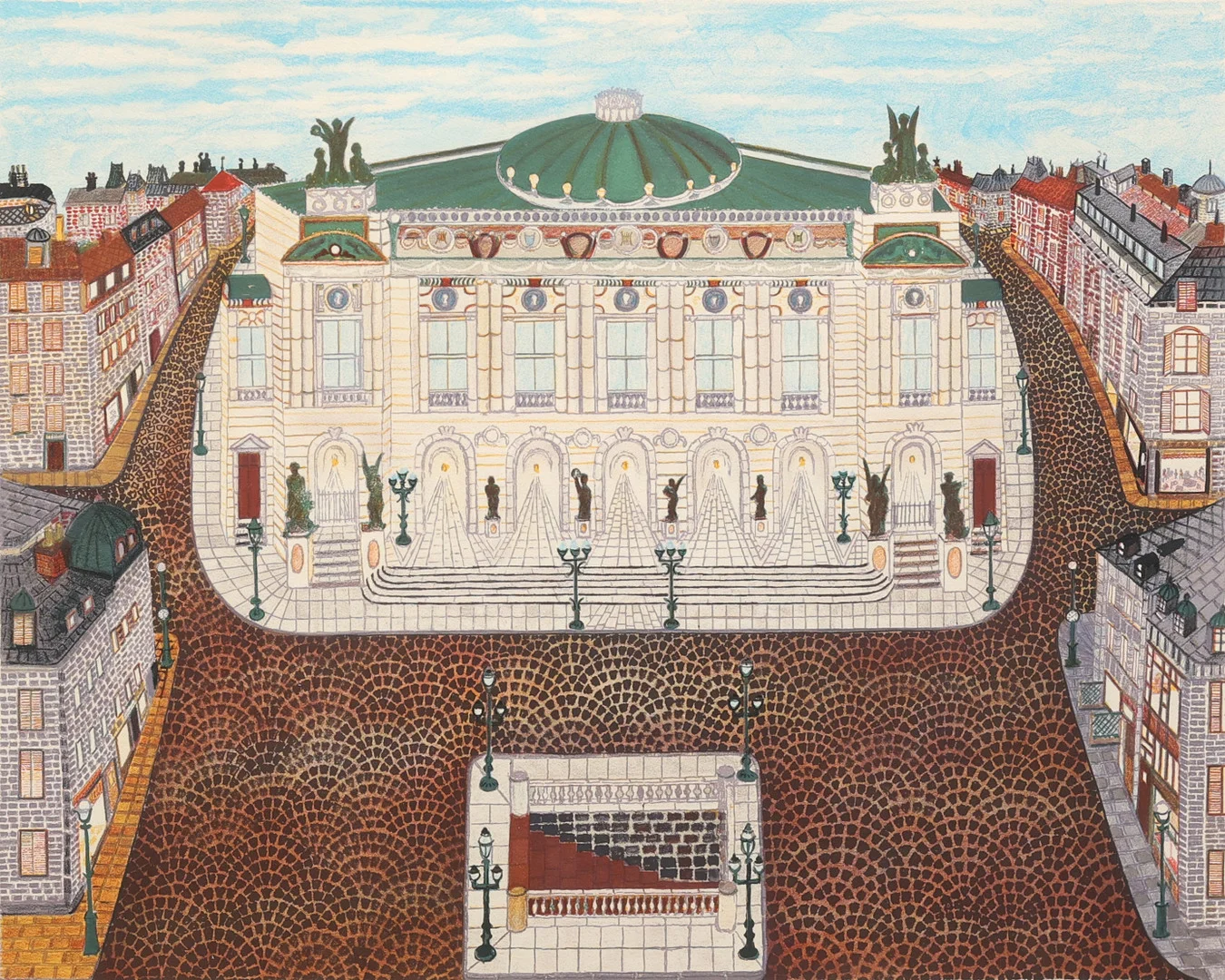 ARVID WIDERBERG. "Operahuset i Paris," färglitografi nr XXII/LXXX, signerad och daterad A Widerberg -62. — Engravings & Prints — Garpenhus Auktioner