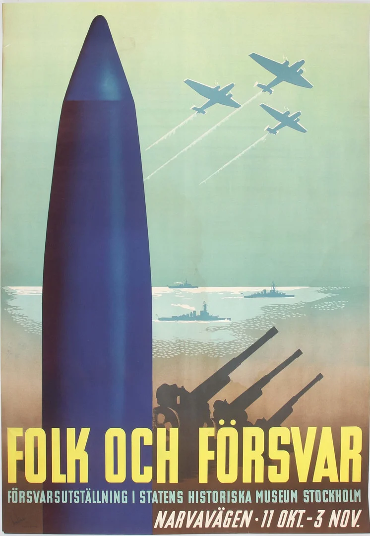 ANDERS BECKMAN. Affisch, "Folk och Försvar". 1940. — Engravings & Prints — Stadsauktion Sundsvall
