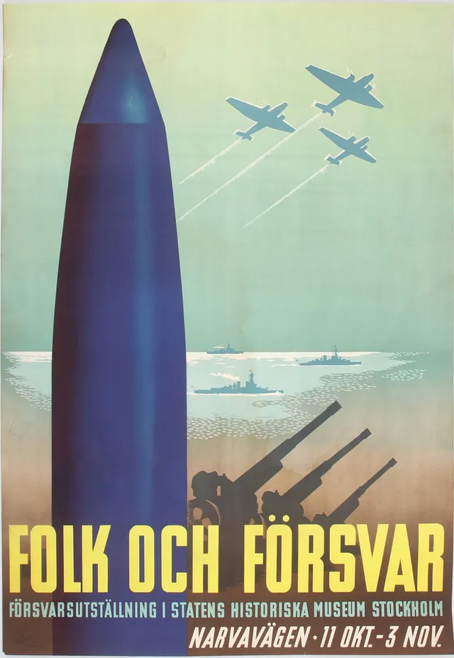 ANDERS BECKMAN. Affisch, "Folk och Försvar". 1940.