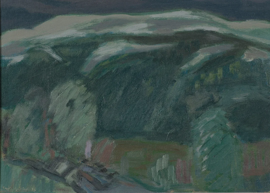 Grøstad, Terje — "Fra Flatdal" 1976 — Kunst/Maleri — Blomqvist