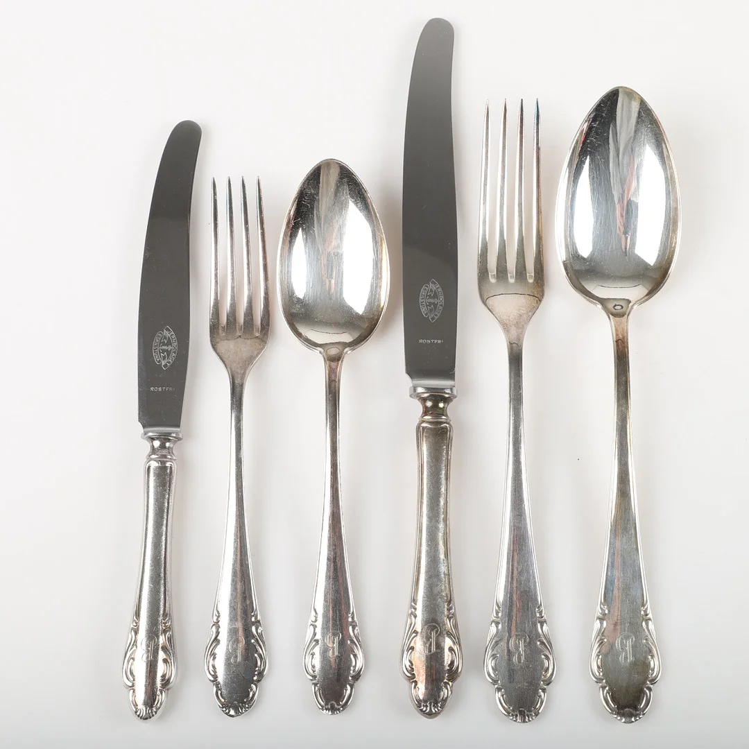 BESTICKUPPSÄTTNING, 72 delar, nysilver, "Haga". — Silver plated — Helsingborgs Auktionskammare
