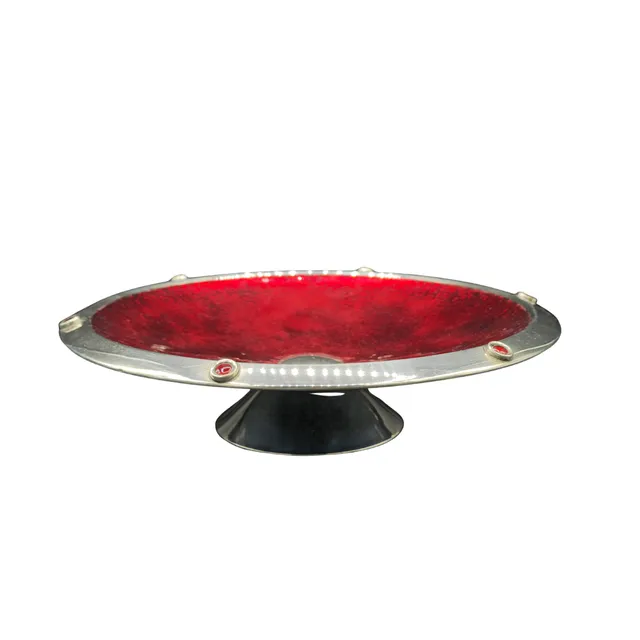CENTRO DE MESA EN PLATA Y ESMALTE.