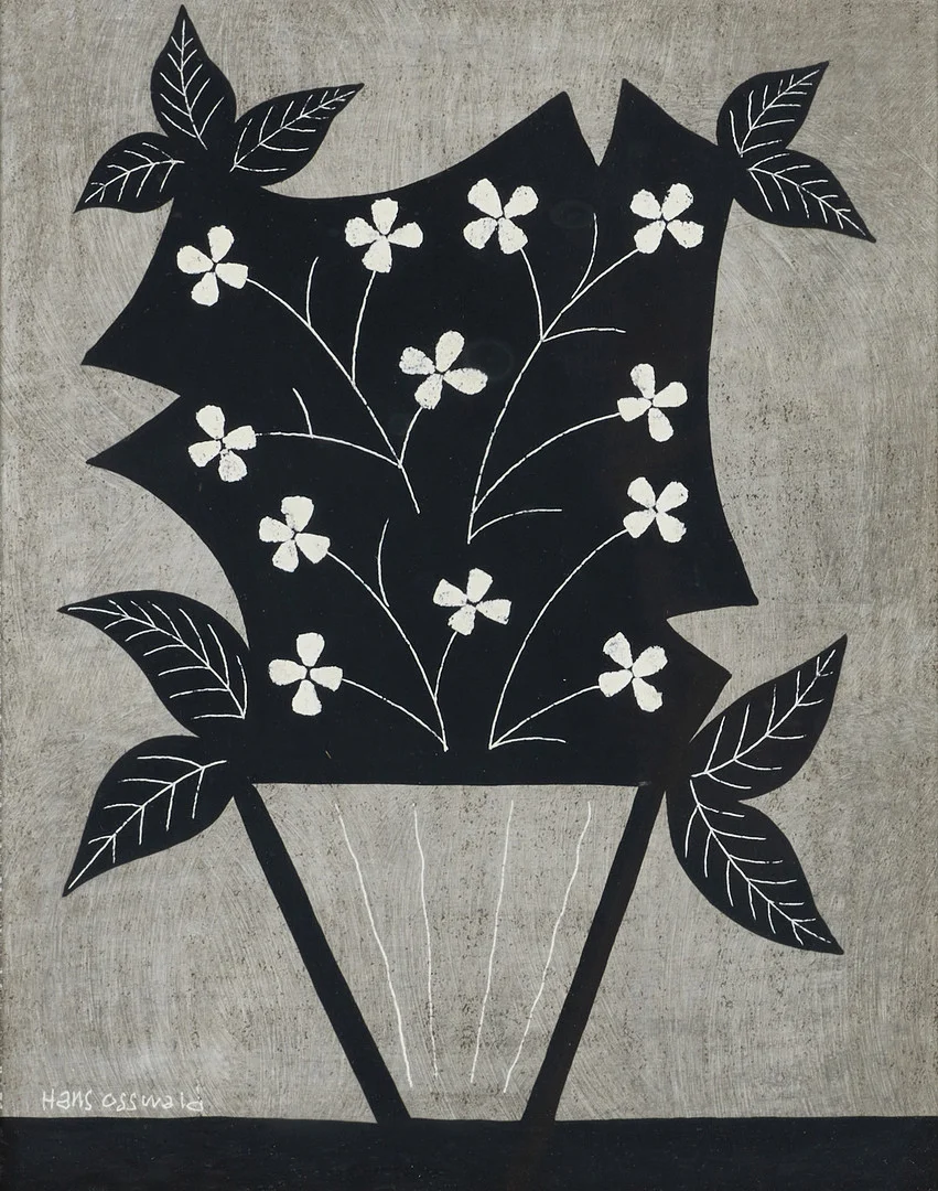 HANS OSSWALD (SVERIGE, 1919–1983). Blomsterstilleben, signerad, blandteknik. — Paintings — Crafoord Auktioner Stockholm