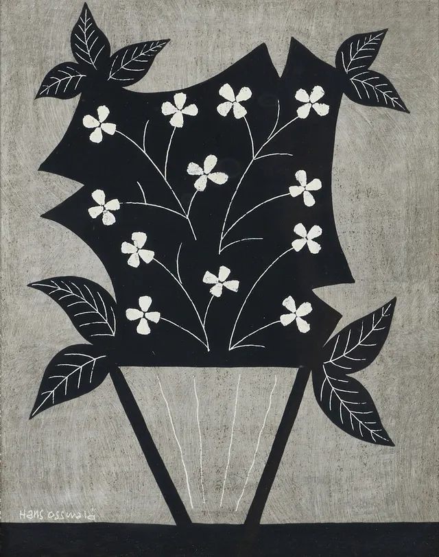 HANS OSSWALD (SVERIGE, 1919–1983). Blomsterstilleben, signerad, blandteknik.