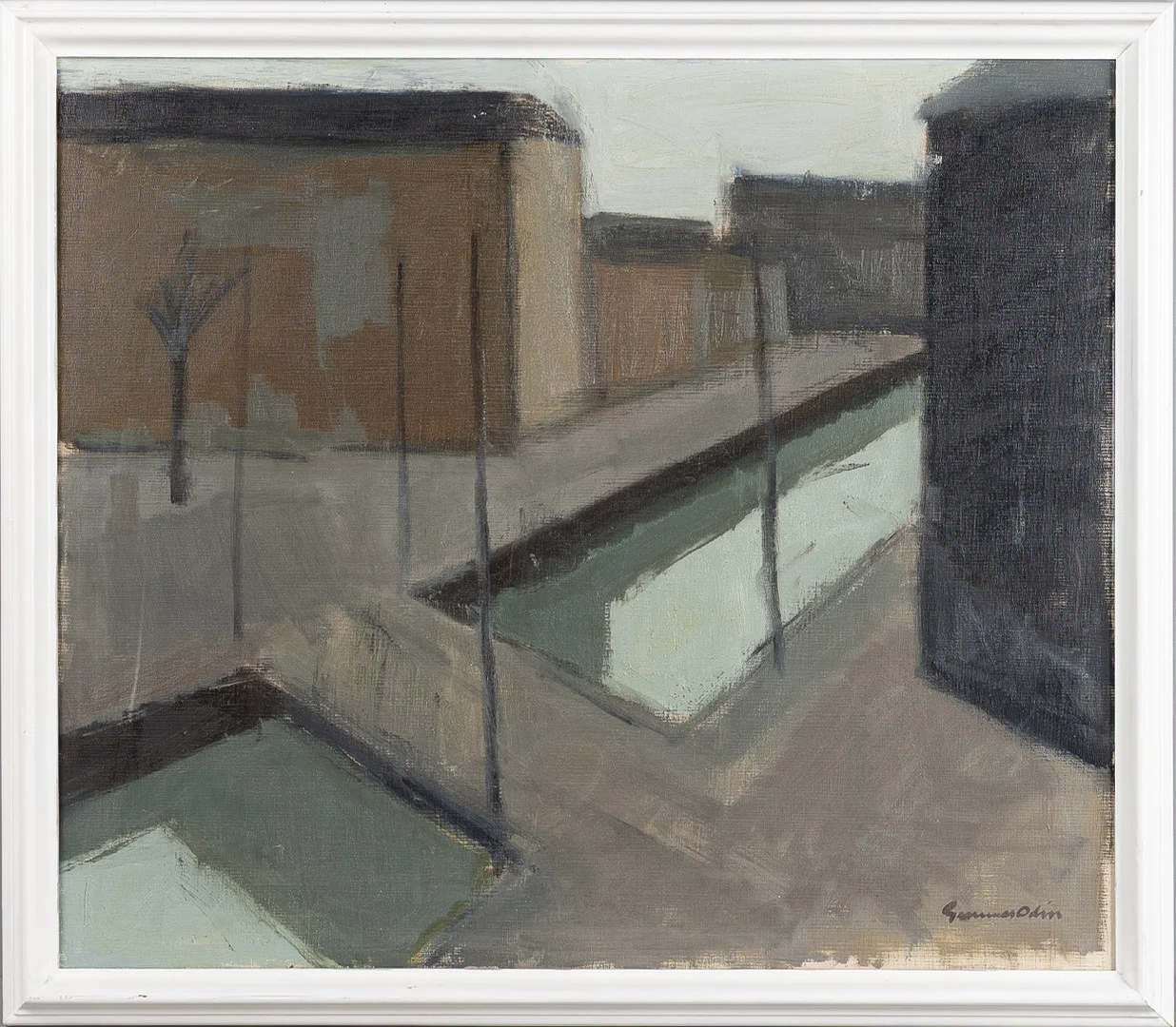 GUNNAR ODIN. Stadsbild, olja på duk. — Paintings — Stockholms Auktionsverk Helsingborg
