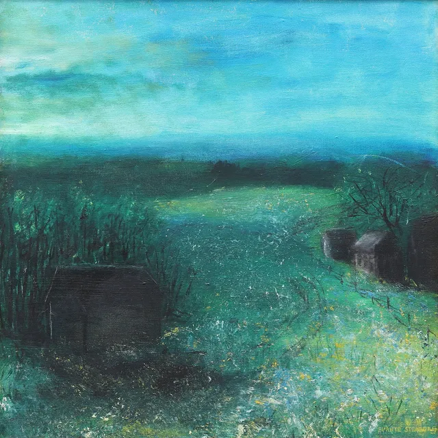 SVANTE STENBORG (1931-2007). Hus i landskap, olja på duk, signead.