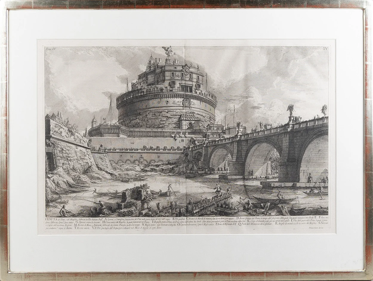 GIOVANNI BATTISTA PIRANESI. "Veduta del Ponte, e del Mausoleo, fabbicati da Elio Adriano", etsning. — Engravings & Prints — Stockholms Auktionsverk Helsingborg