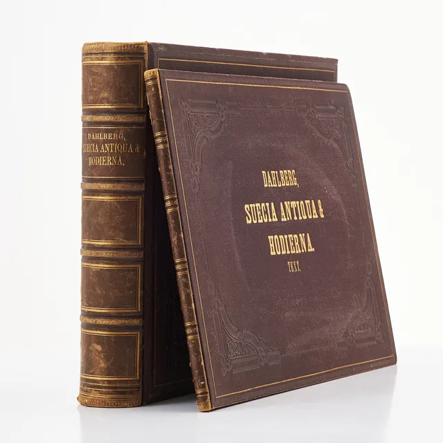 ERIK DAHLBERG. Suecia antiqua et hodierna. 1856, samt beskrivning, Huldbergs Bokhandel, Stockholm.