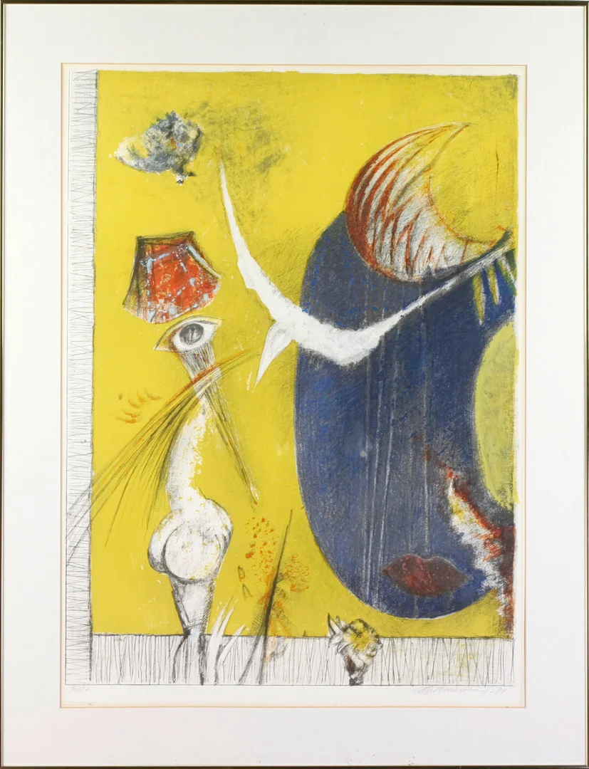 OLLE SVANLUND. Litografi, 96/110, komposition, signerad, -84. — Engravings & Prints — Höganäs Auktionsverk