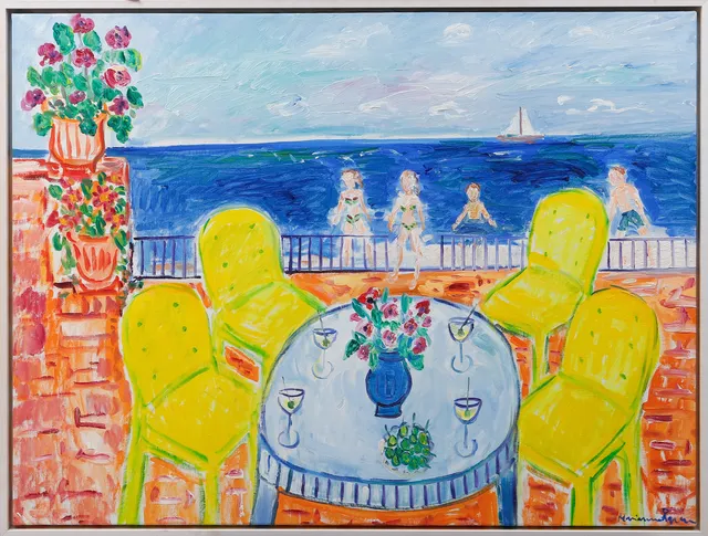 MARIANNE ÅGREN. Sommardag vid havet, olja på duk, signerad.