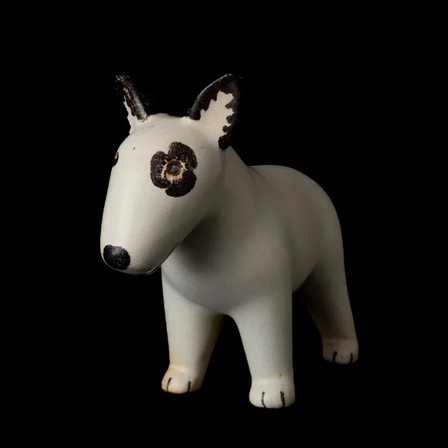 LISA LARSON. Figurin, stengods, "Bullterrier", ur serien Kennel", signerad, Gustavsberg.