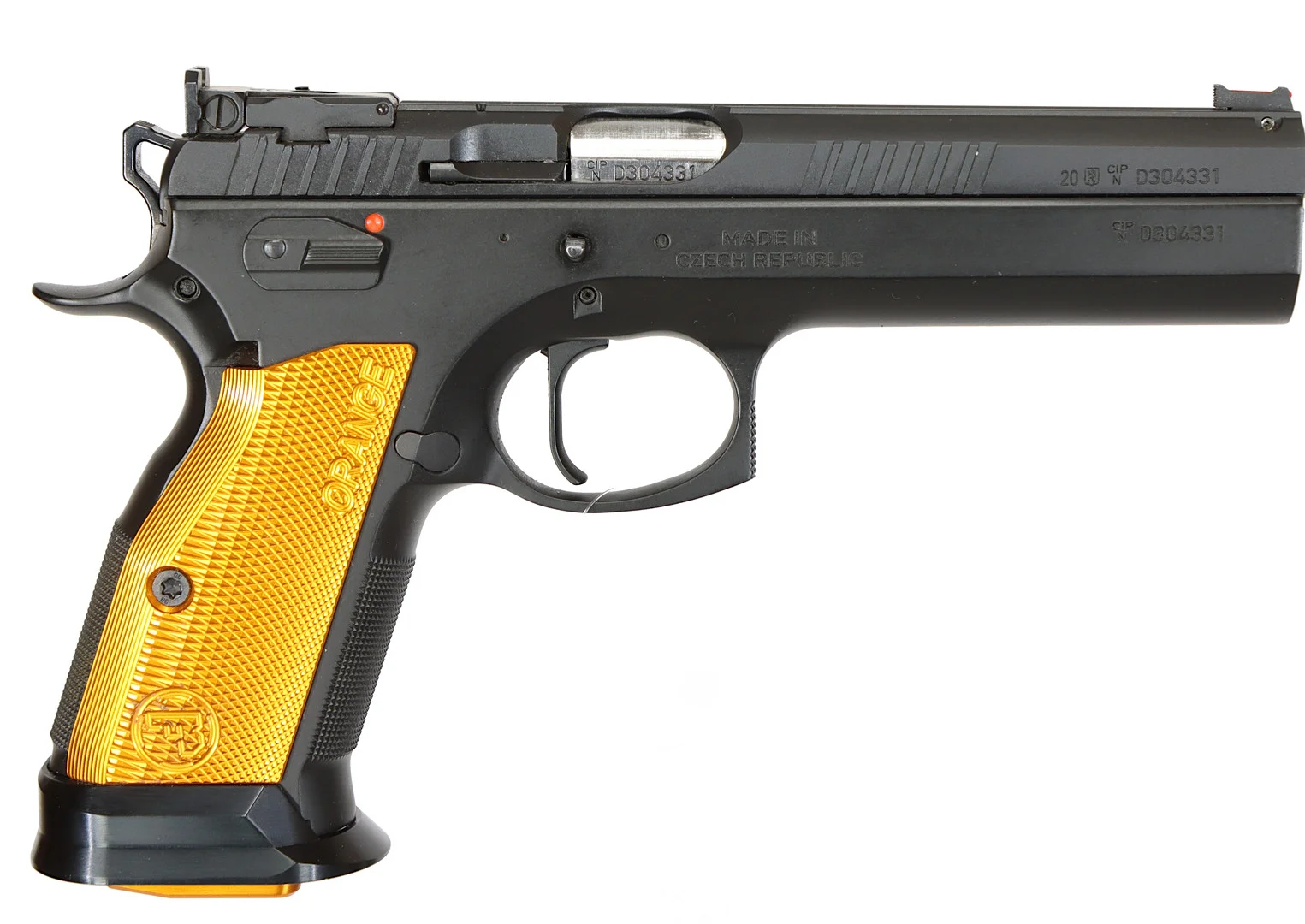 PISTOL, fabrikat CZ, modell Tactical sport orange IPSC, kaliber 9mm (9x19), tillv.nr D304331, se-nr SE3224263. — Pistols — Walter Borg