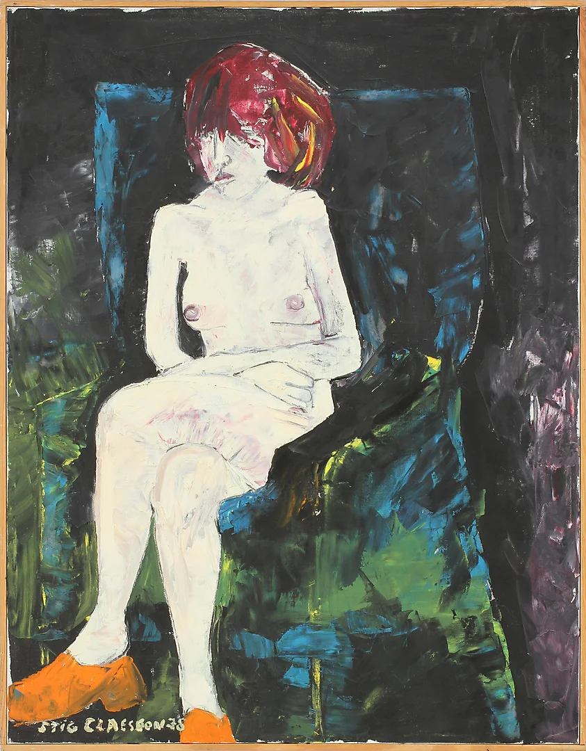 STIG CLAESSON (SLAS). Sittande modell. Olja på duk, signerad och daterad -78. — Paintings — Göteborgs Auktionsverk