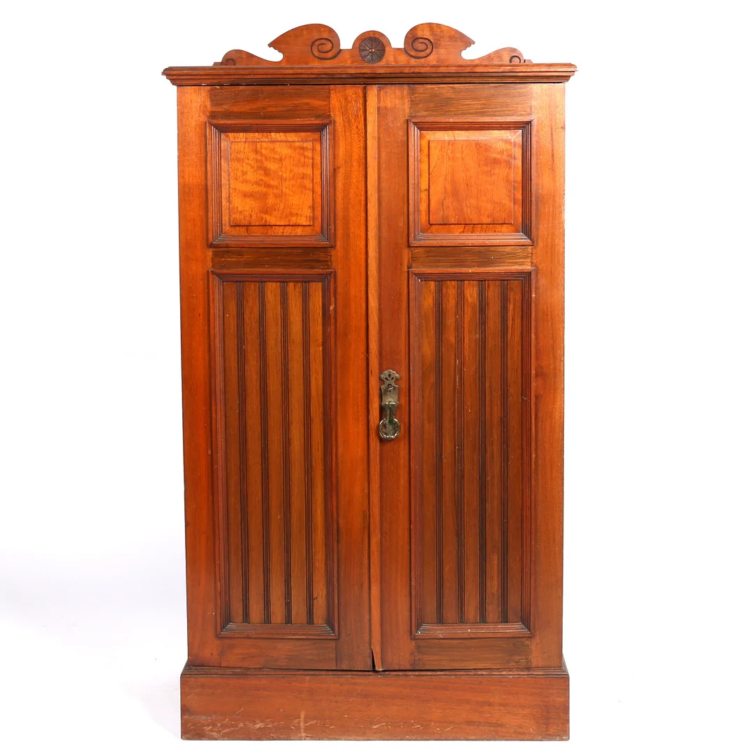 A LATE VICTORIAN MAHOGANY TWO DOOR CUPBOARD. — Cupboards, Cabinets & Shelves — Bishop & Miller