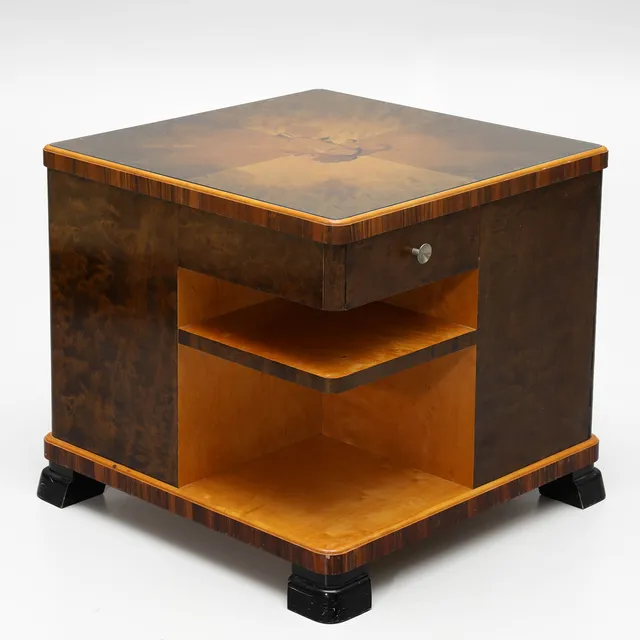 RÖKBORD/BARBORD, bonad björk, intarsia, barskåp, art deco, 1930-tal.