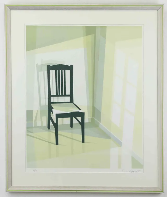 GUNNAR VON GEGERFELT. Färglitografi, Ensam stol, signerad, numrerad 48/60.