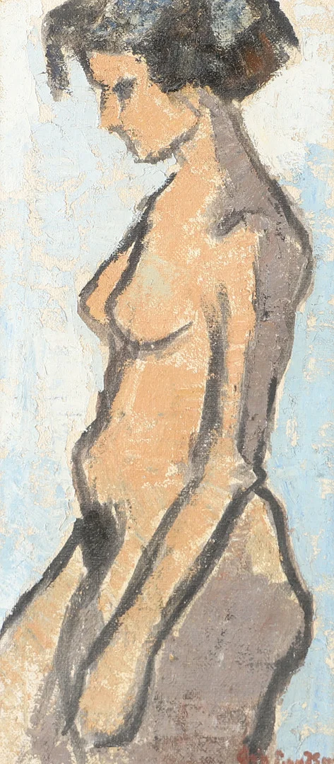 ERIC LUNDBERG. Kvinnostudie, olja på duk, signerad. — Paintings — Helsingborgs Auktionskammare