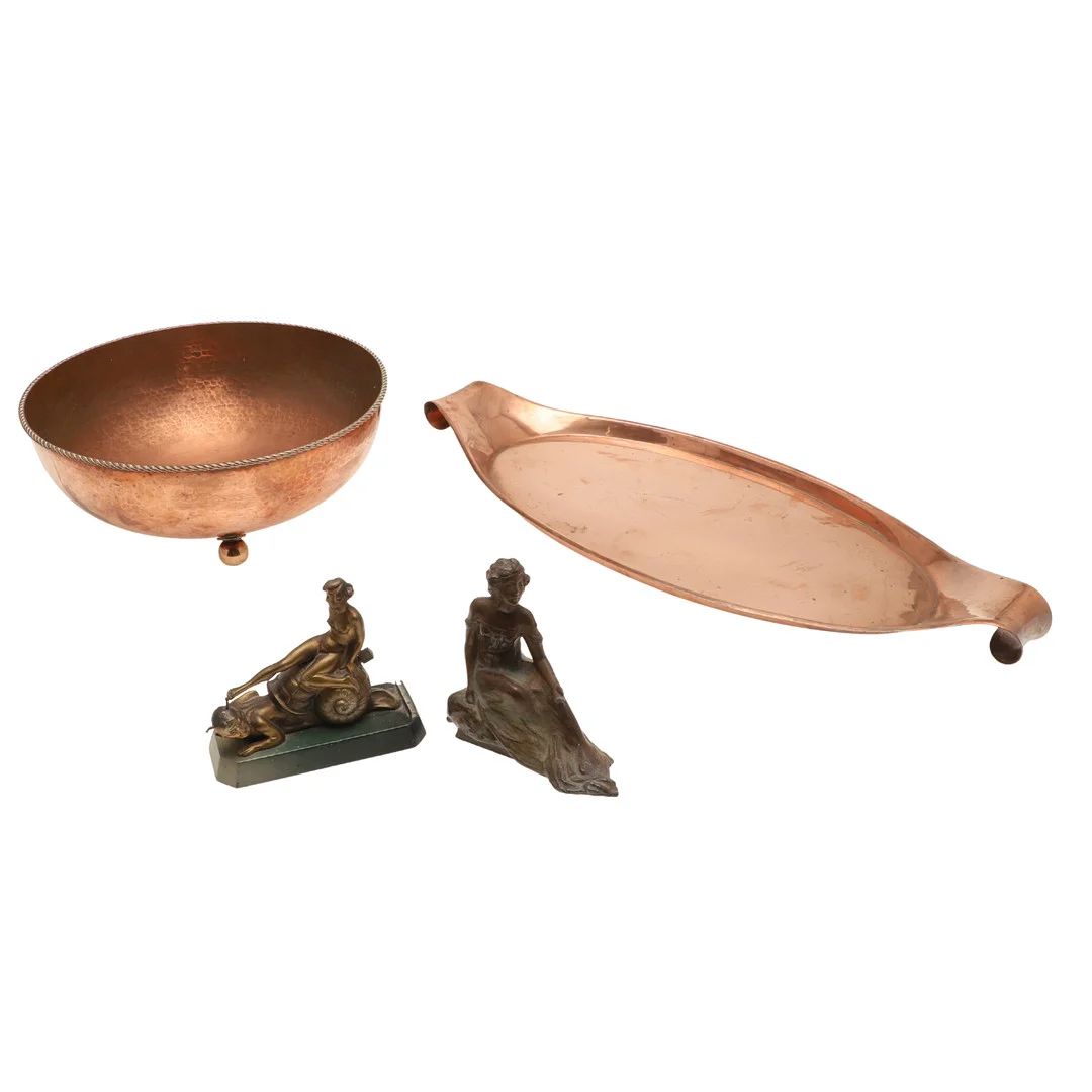 DRYAD COPPER BOWL, W.A.S BENSON TRAY & OTHER ITEMS. — Pewter, Brass & Copper — Lawrences Auctioneers