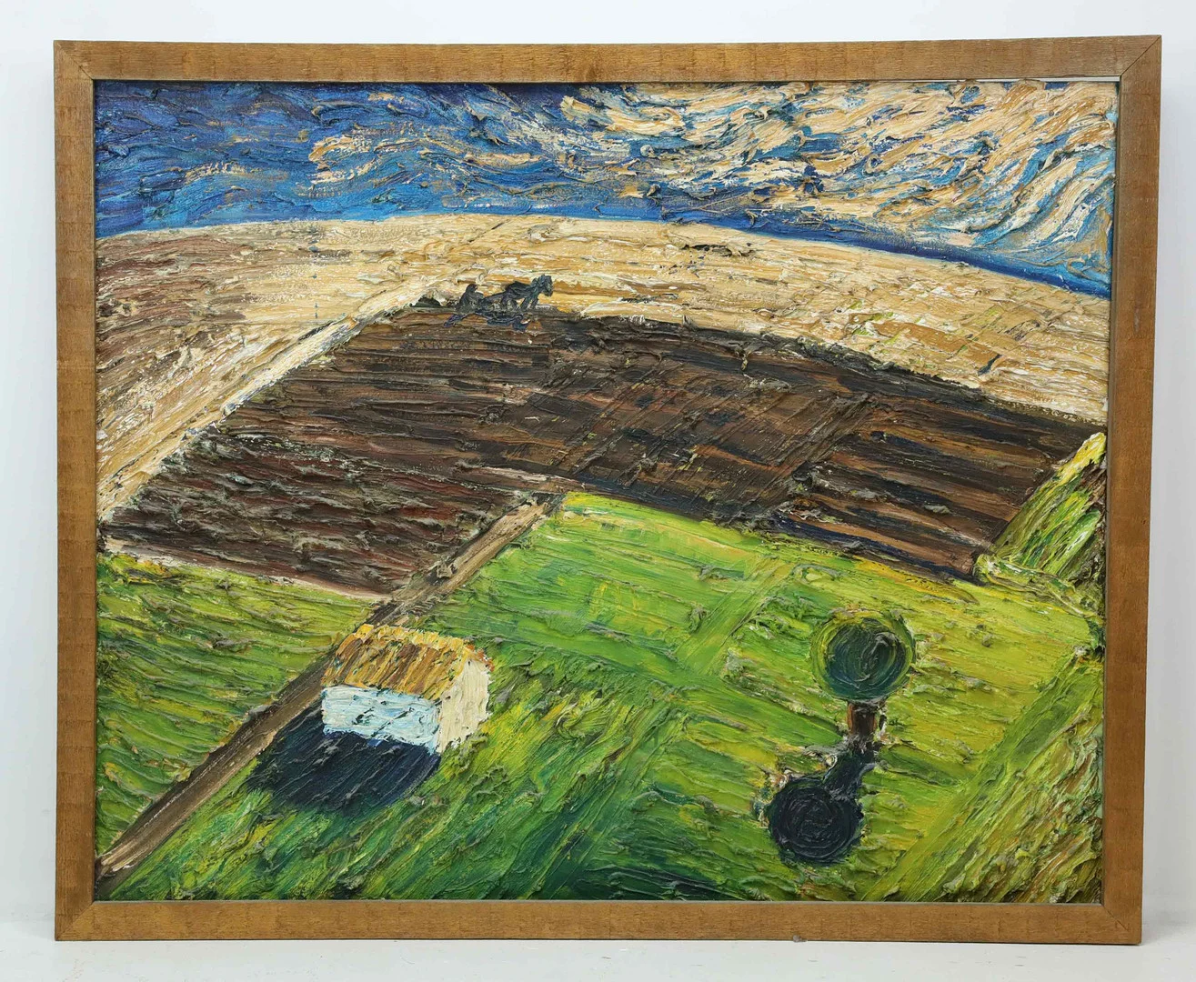 BISSE THOFELT (1939-2010). olja på duk, "Skördemannen", 1983. — Paintings — Hälsinglands Auktionsverk