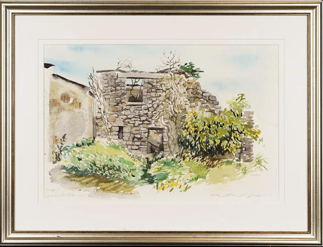 ANITA LÖFMAN. Akvarell på papper, "Casa del Arte", Signerad, 2005.