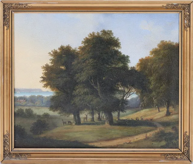 Unknown artist: Oil on panel, motif from the zoo, dated 19th century
