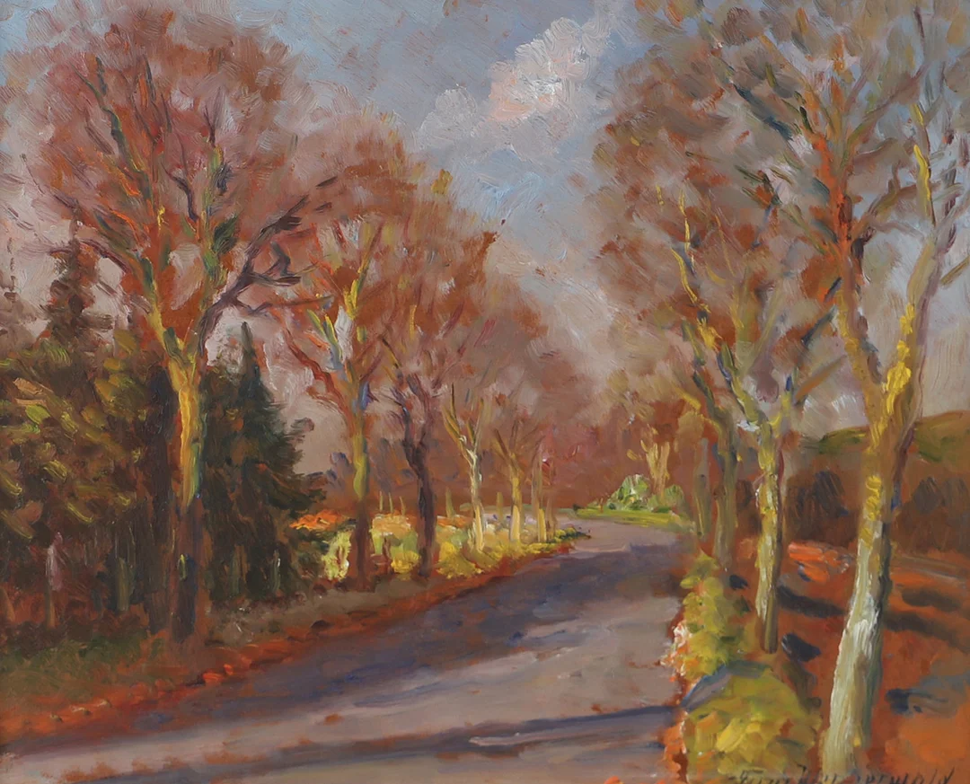 FINN WENNERWALD. Landskap med allé, olja på pannå, signerad. — Paintings — Helsingborgs Auktionskammare