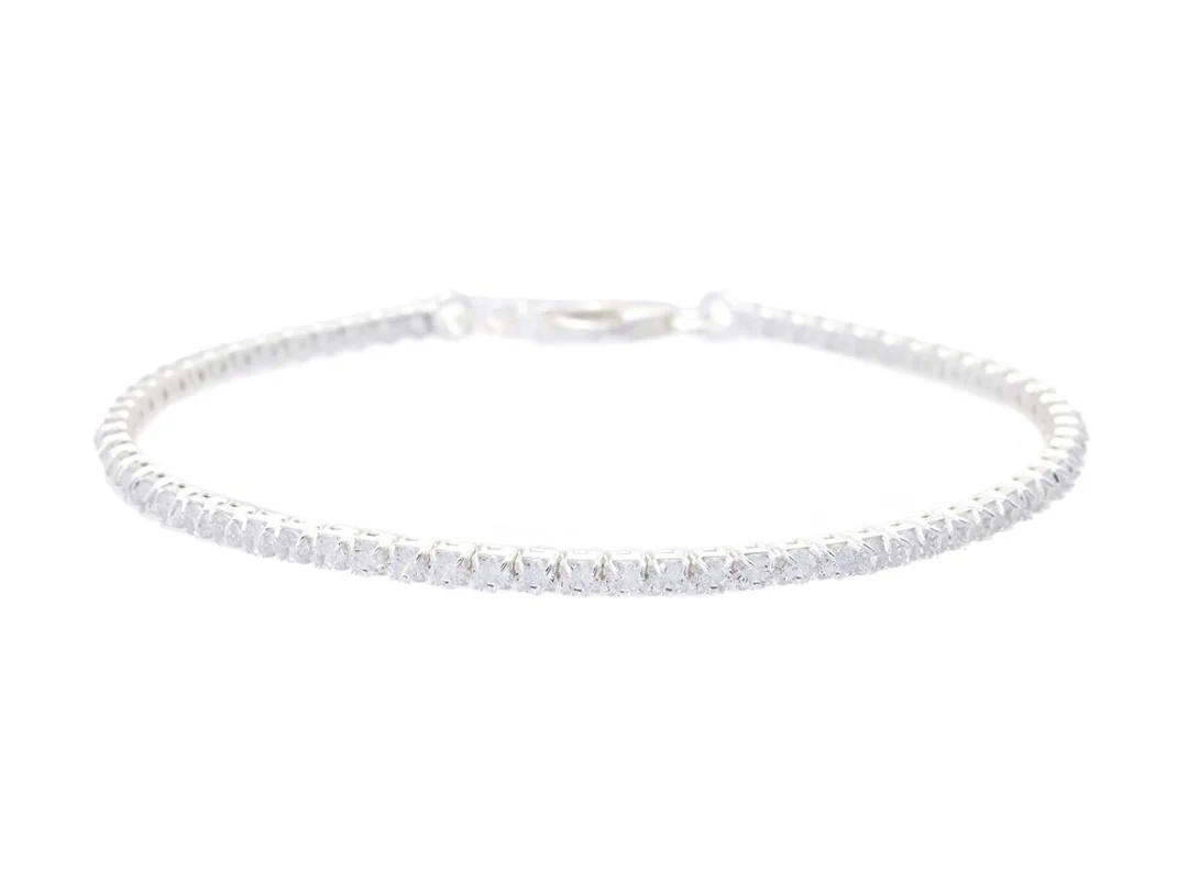TENNISARMBAND, sterlingsilver, cubic zirconia, längd 15-18 cm, vikt 3,0 g. — Smycken/Armband — Kaplans