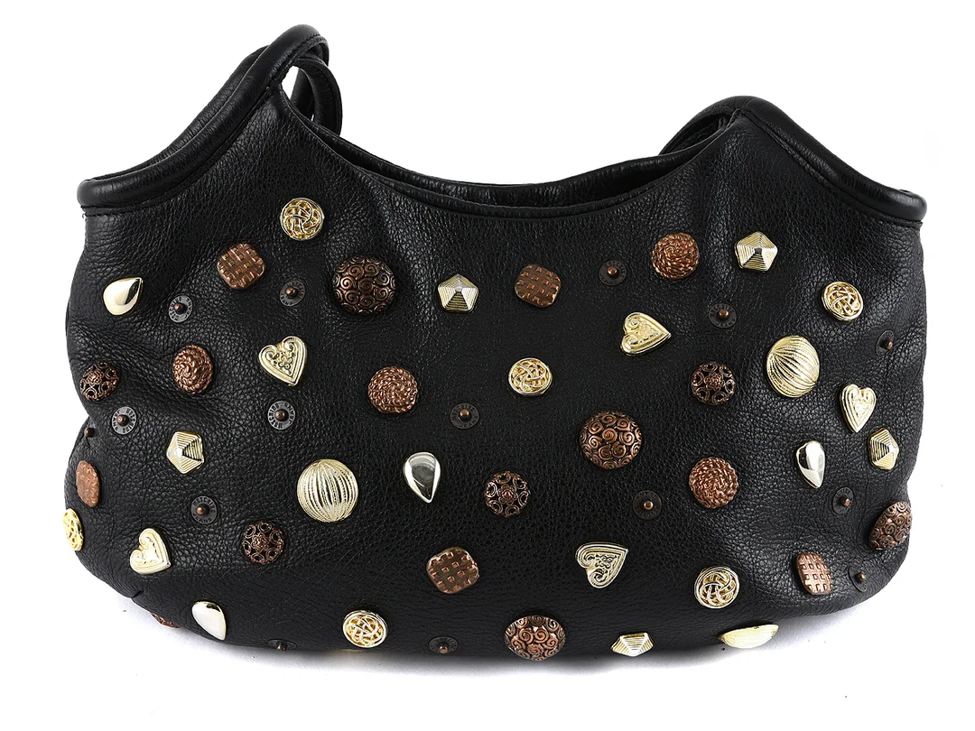 VÄSKA, MOSCHINO, svart läder, nitdetaljer 34x22x7cm, dustbag. — Accessoarer/Väskor — Kaplans