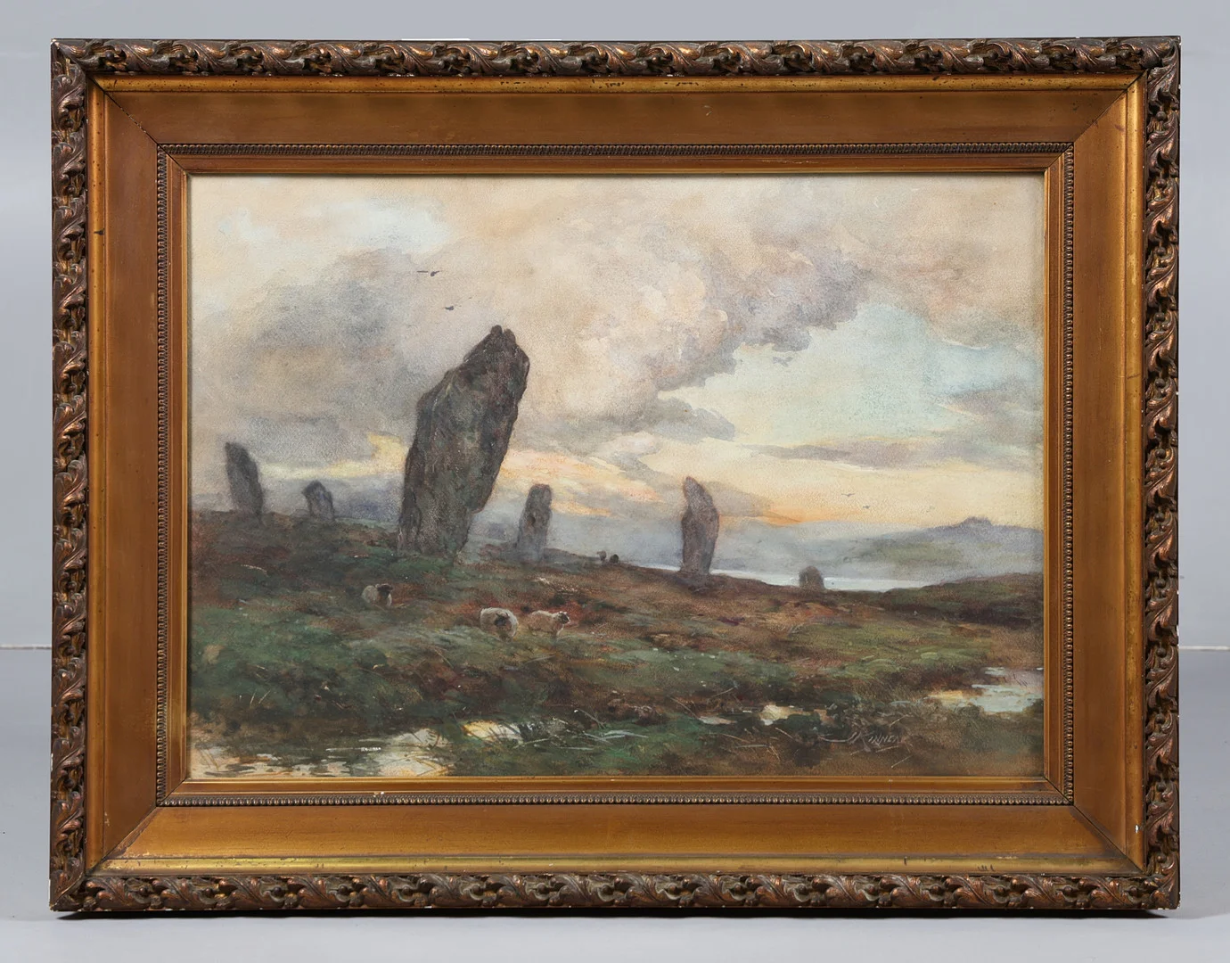 JAMES KINNEAR (BRITISH, 1846-1917) SHEEP IN LANDSCAPE WITH ROCKS. — Paintings — Bishop & Miller