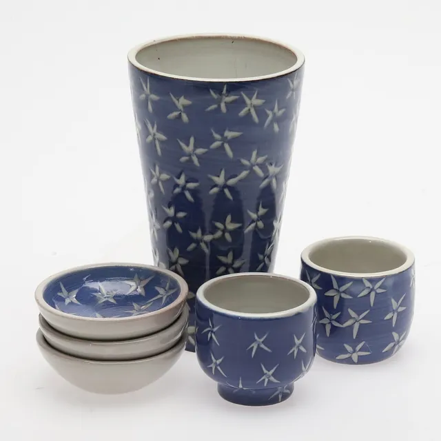 INGRID ATTERBERG, 6 delar. "Star", keramik, Uppsala-Ekeby, 1944-53.