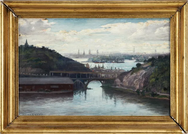 ALLAN EGNELL (SVERIGE, 1884–1960). Stockholmsmotiv - Danvikstull, signerad, olja på pannå.