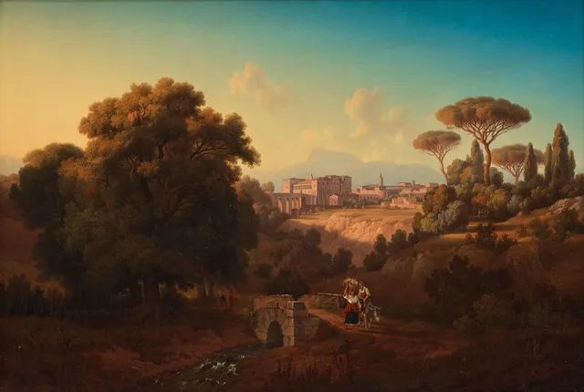 Gustaf Wilhelm Palm, "Vue af slottet Colonna i Genazzano".