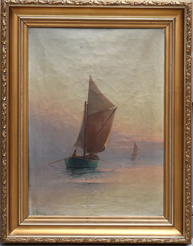 LUDVIG RICHARDE. Marint motiv, olja på duk, signerad.