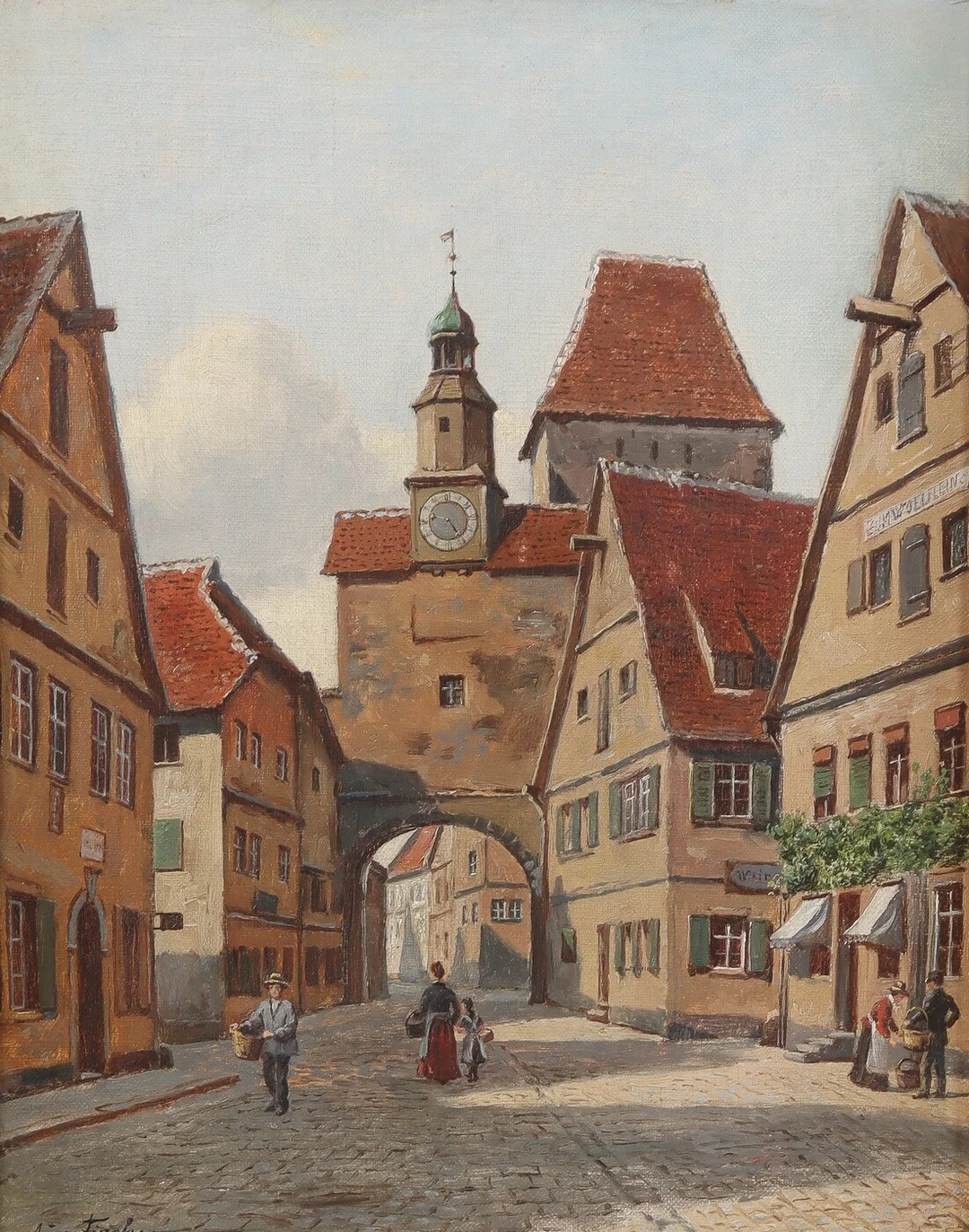 August Fischer. Marcustårn i Rothenburg — Paintings and sculptures/Older pictorial arts — Lauritz