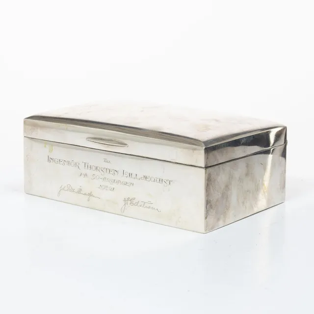 Karl Anderson, Cigarrskrin, silver, Stockholm 1920.