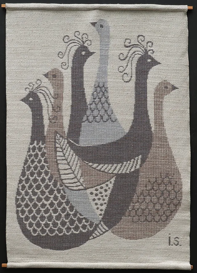 INGALILL SKOGLUND. Bonad, "Fågeldansen", monogramsignerad is.