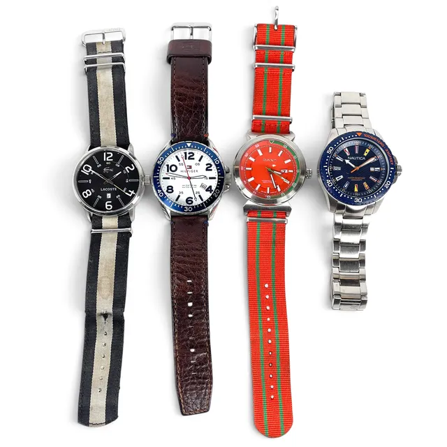 ARMBANDSUR, 4 st, Hilfiger, Lacoste, Nautica, Gant. Quartz.