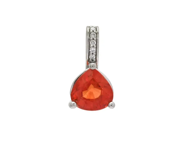 HÄNGE, platina, orange droppslipad safir ca 1,58 ct, 5 briljantslipade diamanter ca 0,03 ctv, ca TW-W/VS, höjd 14 mm, vikt 1,8 g, nagg på safiren.