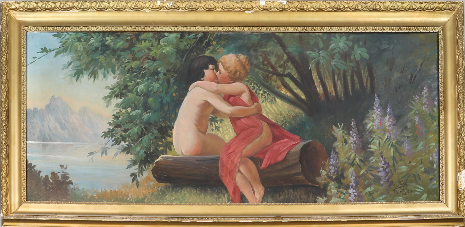 JÖNS THULIN. olja på duk, större målning, signerad samt daterad 1919. — Paintings — Södermanlands Auktionsverk
