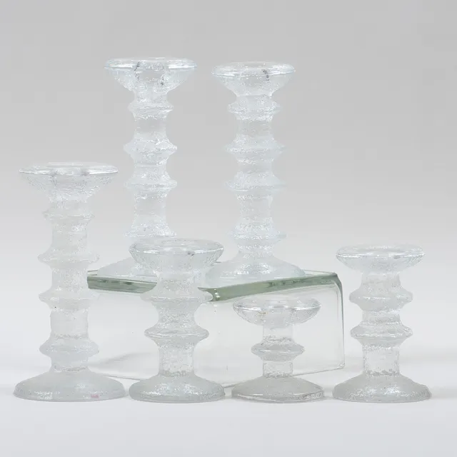 TIMO SARPANEVA. 1926-2006. Lysestager, 'Festivo' Iittala, Finland. Signeret. (6).