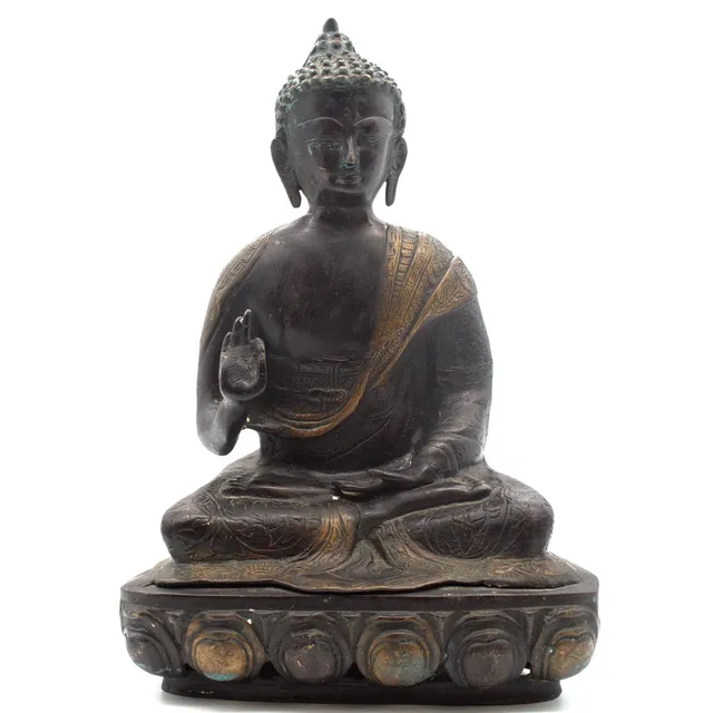 SÜDOSTASIATISCHE BUDDHA STATUE AUS BRONZE, 20.JAHRHUNDERT.