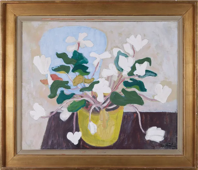 TOR HÖRLIN (1899-1985) "Vit cyklamen", oljemålning på duk, signerad Tor Hörlin.
