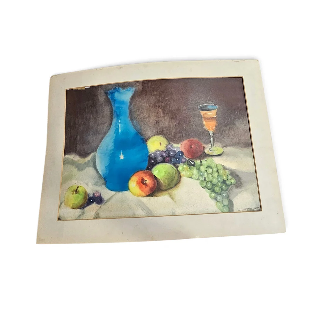 TORRABADELL. Bodegón de frutas. Técnica mixta sobre papel. — Drawings — Arce Auctions