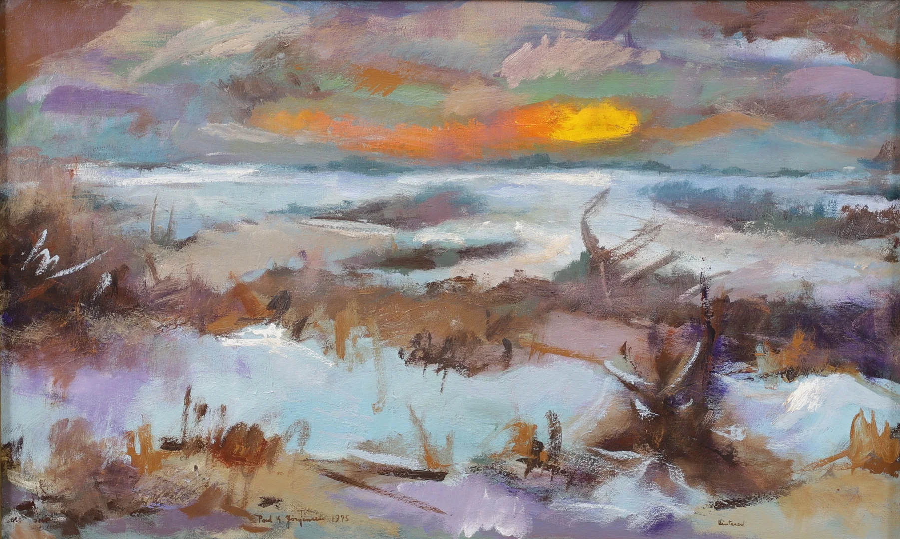 PAUL K JÖRGENSEN. "Vintersol, Bornholm", olja på duk, signerad och daterad 1975. — Paintings — Växjö Auktionskammare